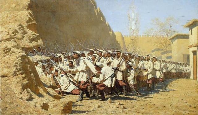 At the Fortress Walls. Let them Enter, 1871, Oil on canvas